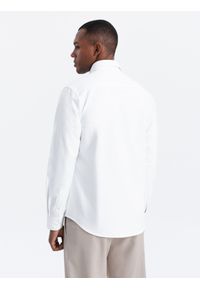 Ombre Clothing - Koszula męska z tkaniny w stylu Oxford REGULAR - biała V1 OM-SHOS-0114 - XXL. Kolor: biały. Materiał: tkanina #2