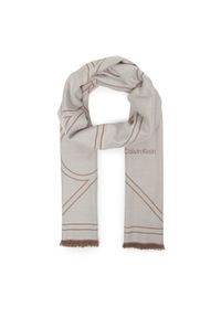 Calvin Klein Szal Emblem Repeat Lw Shawl W Fringes LV04F8074G Biały. Kolor: biały. Materiał: materiał #1