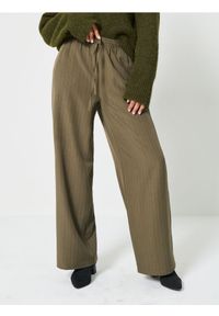 Sinsay - Spodnie wide leg - zielony. Kolor: zielony