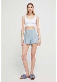 Calvin Klein Underwear szorty piżamowe damskie kolor niebieski. Kolor: niebieski. Materiał: tkanina #2
