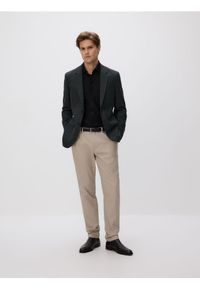 Reserved - Marynarka slim fit z wiskozą - ciemnozielony. Kolor: zielony. Materiał: wiskoza #1