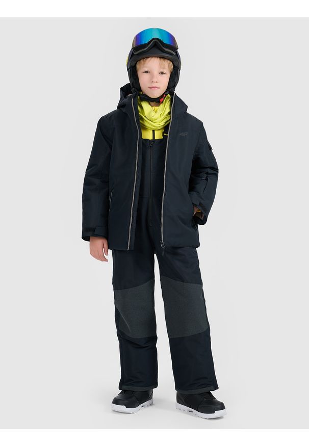 4f - 4F Kurtka snowboardowa membrana 8000 chłopięca - czarna 164 (13-14 lat). Kolor: czarny. Materiał: poliester. Sezon: lato