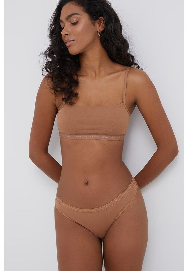 Calvin Klein Underwear - Biustonosz CK One (2-pack). Kolor: brązowy. Materiał: dzianina. Wzór: gładki