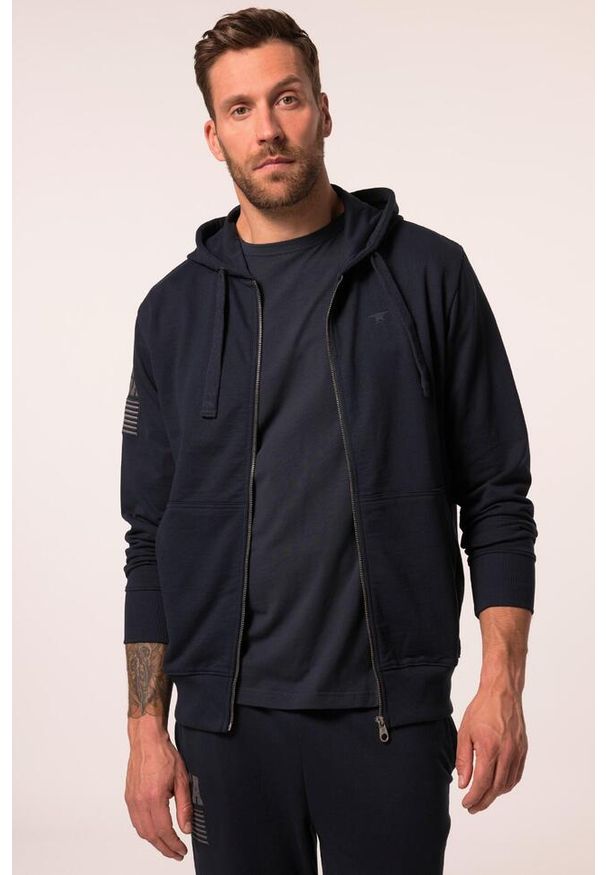 JAY-PI - Męska Kurtka z kapturem Iron Anvil fitness kaptur do rozm. 7XL. Typ kołnierza: kaptur. Kolekcja: plus size. Kolor: niebieski. Materiał: poliester, bawełna, materiał. Sport: fitness