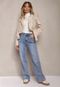 Renee - Jasnoniebieskie Szerokie Jeansy z Dodatkiem Bawełny High Waist Otharia. Stan: podwyższony. Kolor: niebieski