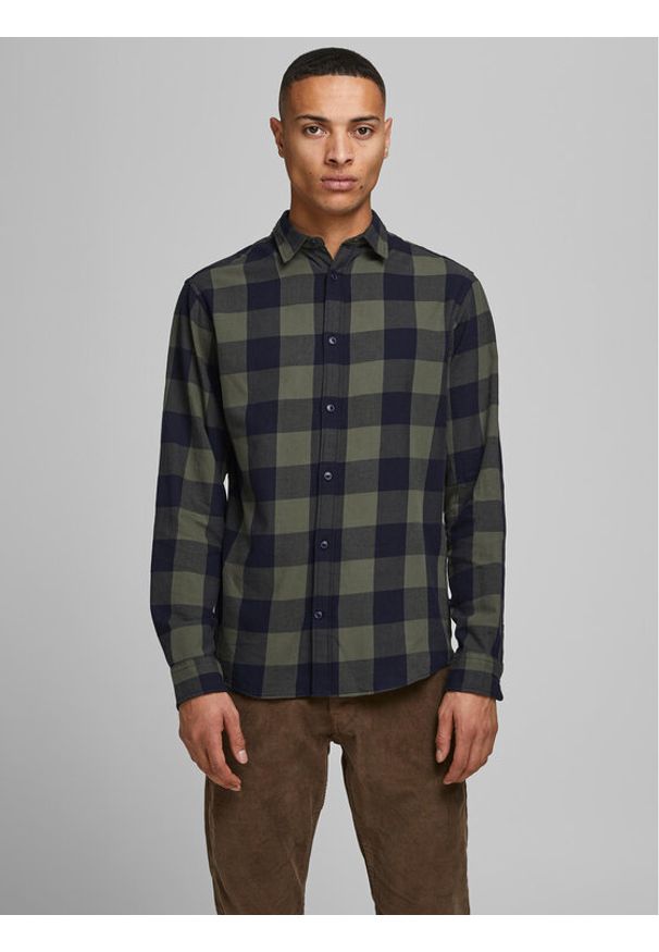 Jack & Jones Koszula 12181602 Zielony Slim Fit. Kolor: zielony. Materiał: bawełna