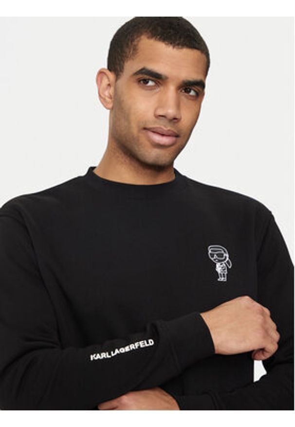 Karl Lagerfeld - KARL LAGERFELD Bluza 705400 543910 Czarny Relaxed Fit. Typ kołnierza: dekolt w karo. Kolor: czarny. Materiał: bawełna