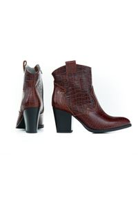 Zapato - kowbojki z tłoczeniem - skóra naturalna - model 471 - kolor brązowo czarny krokodyl. Kolor: czarny, brązowy, wielokolorowy. Materiał: skóra #3
