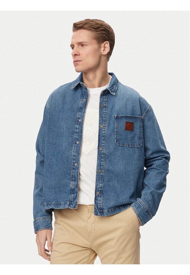 Guess Jeans Koszula jeansowa M6GH51 D5M5V Niebieski Oversize. Kolor: niebieski. Materiał: bawełna