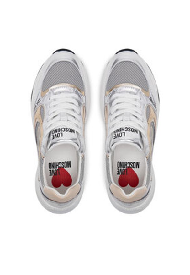 Love Moschino - LOVE MOSCHINO Sneakersy JA15296G1MIQG90A Srebrny. Kolor: srebrny. Materiał: skóra
