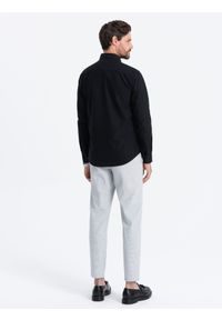 Ombre Clothing - Koszula męska z tkaniny w stylu Oxford REGULAR - czarna V3 OM-SHOS-0114 - XXL. Kolor: czarny. Materiał: tkanina #6
