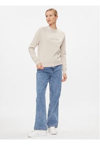 Calvin Klein Bluza Satin Emroidery K20K206757 Szary Regular Fit. Kolor: szary. Materiał: bawełna