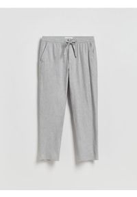 Reserved - Spodnie carrot z lnem - ciemnoszary. Kolor: szary. Materiał: len