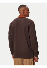 Adidas - adidas Bluza 3-Stripes Rugby Longsleeve Polo KE4112 Brązowy Regular Fit. Typ kołnierza: polo. Kolor: brązowy. Materiał: bawełna. Długość rękawa: długi rękaw #3