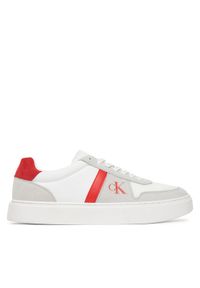 Calvin Klein Sneakersy Mixed Texture Lace Up Cupsole Trainers YM0YM01395 Biały. Kolor: biały. Materiał: skóra #1
