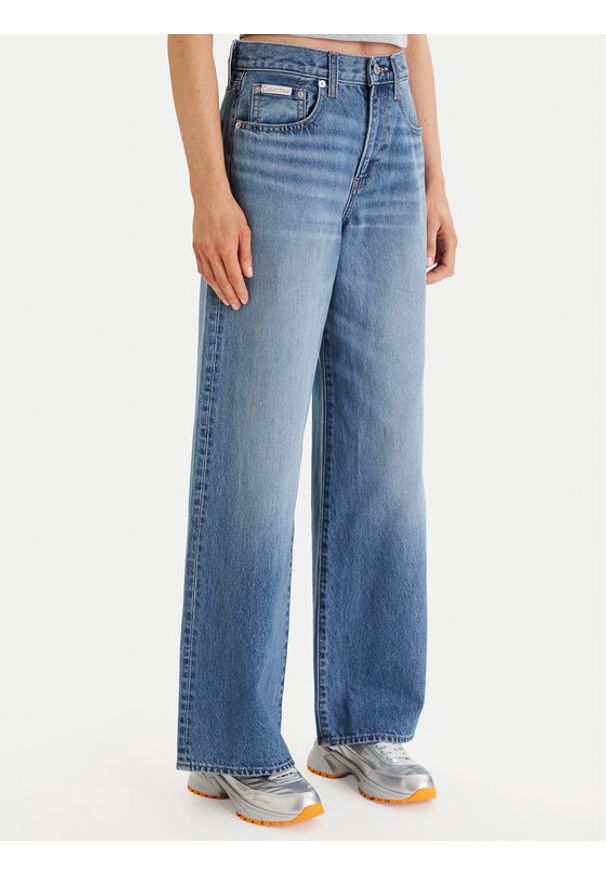Calvin Klein Jeans Jeansy LV047E701G Niebieski Wide Leg. Kolor: niebieski