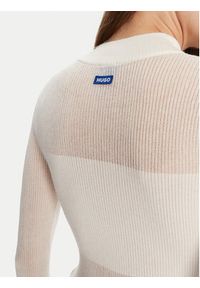 Hugo - HUGO Sweter Slumy_B 50543045 Écru Slim Fit. Kolor: kremowy. Materiał: wiskoza #4