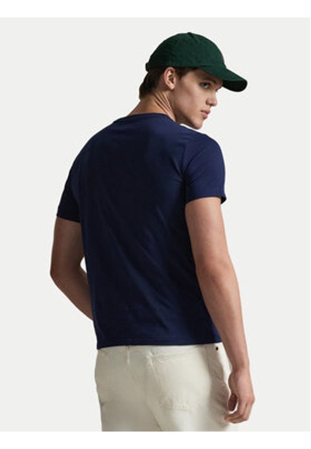 Polo Ralph Lauren T-Shirt 710671438525 Granatowy Slim Fit. Typ kołnierza: polo. Kolor: niebieski. Materiał: bawełna