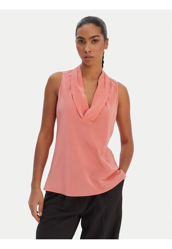 BOSS Bluzka Bolaru 50553717 Różowy Regular Fit. Kolor: różowy. Materiał: jedwab