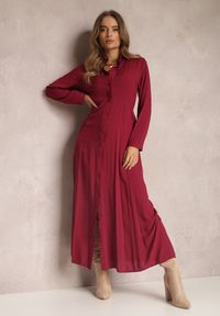 Renee - Bordowa Sukienka Hillcrest. Kolor: czerwony. Długość rękawa: długi rękaw. Typ sukienki: koszulowe. Długość: maxi #5