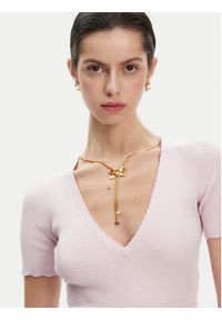 Elisabetta Franchi Sukienka dzianinowa AM-53S-51E2 Różowy Slim Fit. Kolor: różowy. Materiał: wiskoza #3