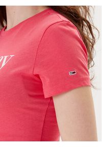 Tommy Jeans T-Shirt Essential DW0DW19447 Różowy Slim Fit. Kolor: różowy. Materiał: bawełna