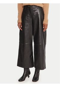 Weekend Max Mara Spodnie skórzane Blanc 2525436012 Czarny Wide Leg. Kolor: czarny. Materiał: skóra #1