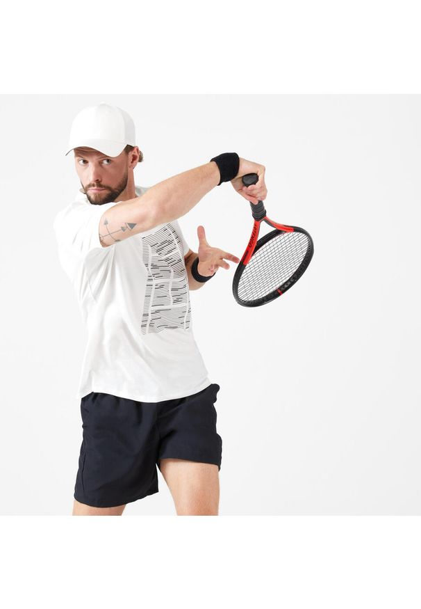 KUIKMA - Koszulka tenisowa męska Artengo TTS Soft. Kolor: biały. Materiał: lyocell, elastan, materiał, bawełna. Sport: tenis