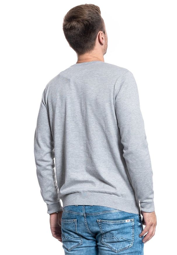 Wrangler - SWETER MĘSKI WRANGLER CREWNECK KNIT MID GREY MEL W8A02PX37 112132350