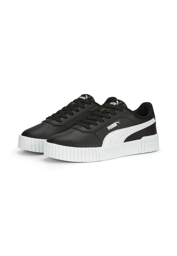 Puma - Damskie sneakersy Carina 2.0 PUMA Black White Silver Metallic. Okazja: na plażę. Kolor: czarny, szary, biały, wielokolorowy. Sezon: lato. Sport: turystyka piesza, tenis