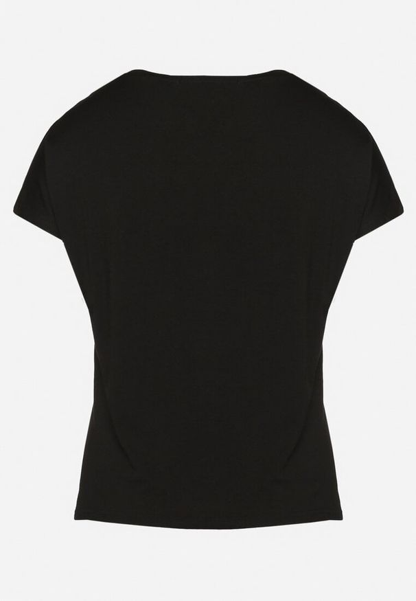 Born2be - Czarny Klasyczny Bawełniany T-shirt z Nadrukiem Wiloa. Kolor: czarny. Materiał: bawełna. Wzór: nadruk. Styl: klasyczny