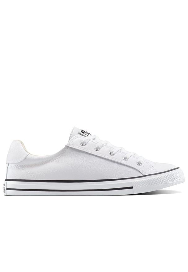 Buty damskie Converse Chuck Taylor All Star Dainty Lucy A12951C- białe. Kolor: biały. Materiał: materiał, guma. Szerokość cholewki: normalna. Wzór: aplikacja. Model: Converse All Star