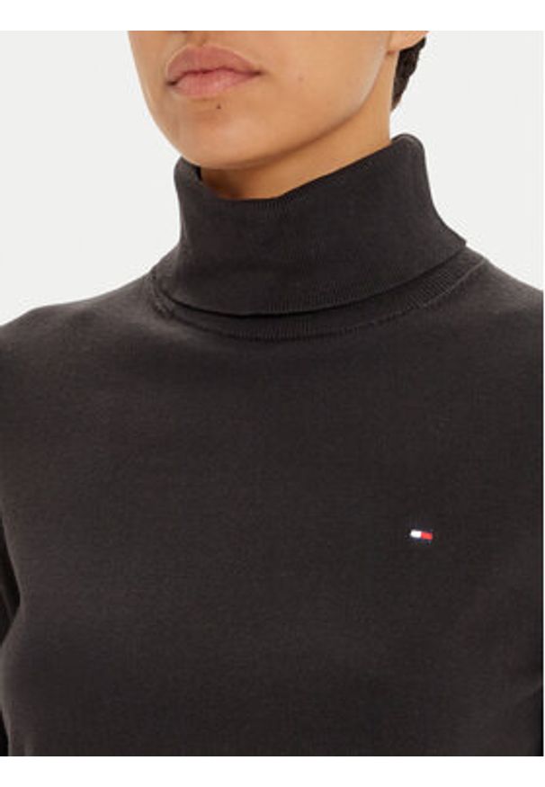 TOMMY HILFIGER - Tommy Hilfiger Golf WW0WW43211 Czarny Regular Fit. Typ kołnierza: golf. Kolor: czarny. Materiał: syntetyk, bawełna