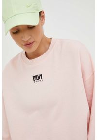 DKNY - Dkny bluza damska kolor różowy gładka. Kolor: różowy. Wzór: gładki #2