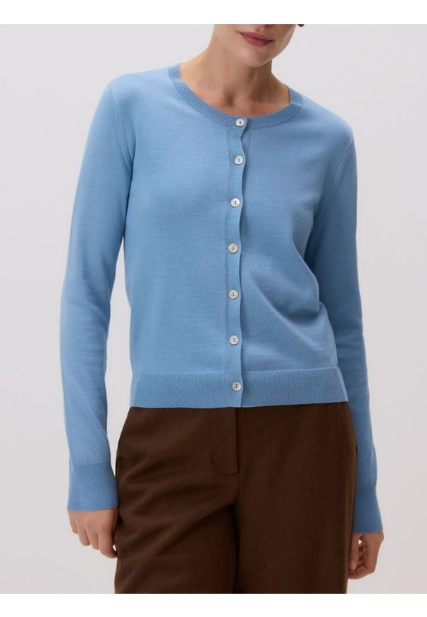 Reserved - Rozpinany kardigan z wiskozą - jasnoturkusowy. Kolor: turkusowy. Materiał: wiskoza