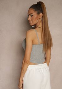 Renee - Szary Top z Regulowanymi Ramiączkami Devirin. Okazja: na co dzień. Kolor: szary. Materiał: jeans, materiał. Długość rękawa: na ramiączkach. Styl: elegancki, casual