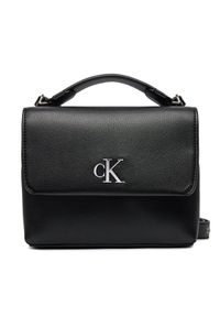 Calvin Klein Jeans Torebka Minimal Monogram Top Handle22 K60K611868 Czarny. Kolor: czarny. Materiał: skórzane