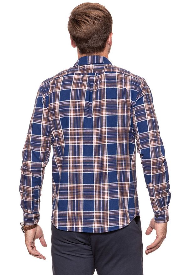 Wrangler - KOSZULA WRANGLER LS 1PKT SHIRT BLUE DEPTHS W5760OPJY 112129453. Wzór: kratka