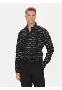 Hugo - HUGO Koszula Ermo 50545349 Czarny Slim Fit. Kolor: czarny. Materiał: bawełna