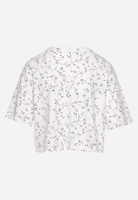 Born2be - Biały Bawełniany T-shirt Oversize w Kwiatowy Print o Krótkim Fasonie Daelinn. Kolor: biały. Materiał: bawełna. Długość: krótkie. Wzór: kwiaty, nadruk #6