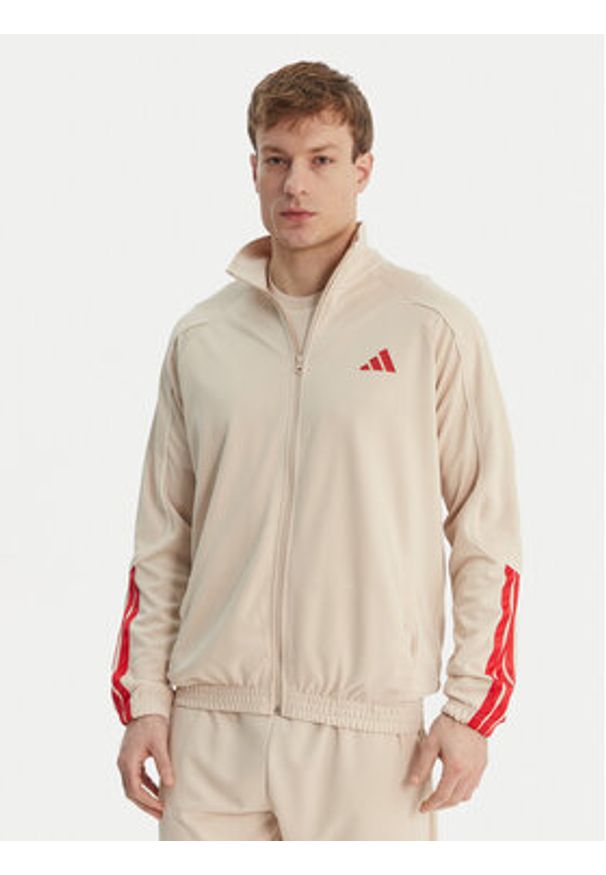 Adidas - adidas Dres Stadium 3-Stripes KB6198 Beżowy Slim Fit. Kolor: beżowy. Materiał: syntetyk