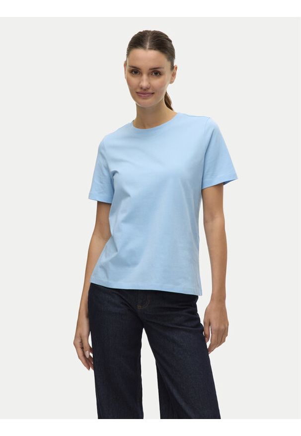 Vero Moda T-Shirt Paulina 10316991 Niebieski Regular Fit. Kolor: niebieski. Materiał: bawełna