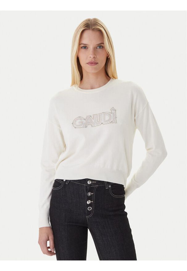 Gaudi Sweter 521BD53023 Beżowy Regular Fit. Kolor: beżowy. Materiał: syntetyk