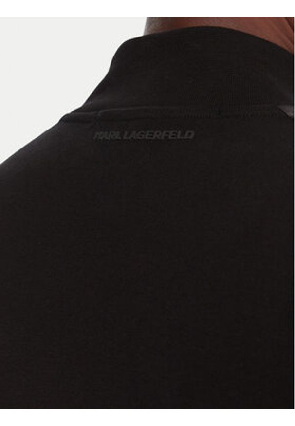Karl Lagerfeld - KARL LAGERFELD Bluza 705035 554910 Czarny Regular Fit. Typ kołnierza: dekolt w karo. Kolor: czarny. Materiał: bawełna