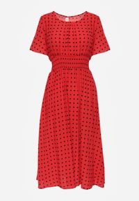 Renee - Czerwona Bawełniana Sukienka o Rozkloszowanym Fasonie w Kropki Tolimirae. Okazja: na co dzień. Kolor: czerwony. Materiał: bawełna. Długość rękawa: krótki rękaw. Wzór: kropki. Sezon: lato. Typ sukienki: rozkloszowane. Styl: casual #8