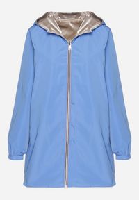 Born2be - Jasnoniebieska Kurtka Dwustronna z Nieodpinanym Kapturem i Metalicznym Efektem Lirednil. Kolor: niebieski. Wzór: gładki. Styl: elegancki #4