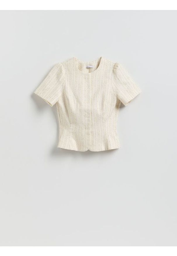 Reserved - Koszula z bufkami - złamana biel. Materiał: tkanina, bawełna