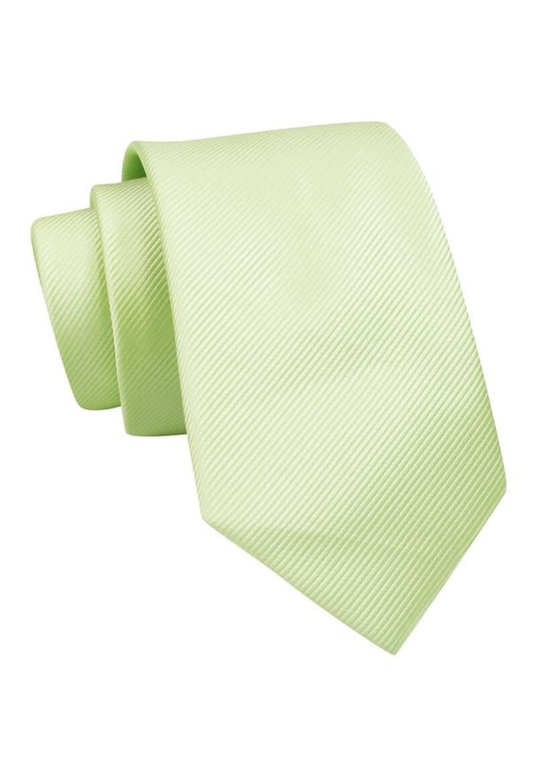 Klasyczny Krawat Limonkowy, Seledynowy w Delikatne Prążki, Męski, 7 cm -Angelo di Monti. Kolor: zielony. Materiał: tkanina. Wzór: prążki. Styl: klasyczny