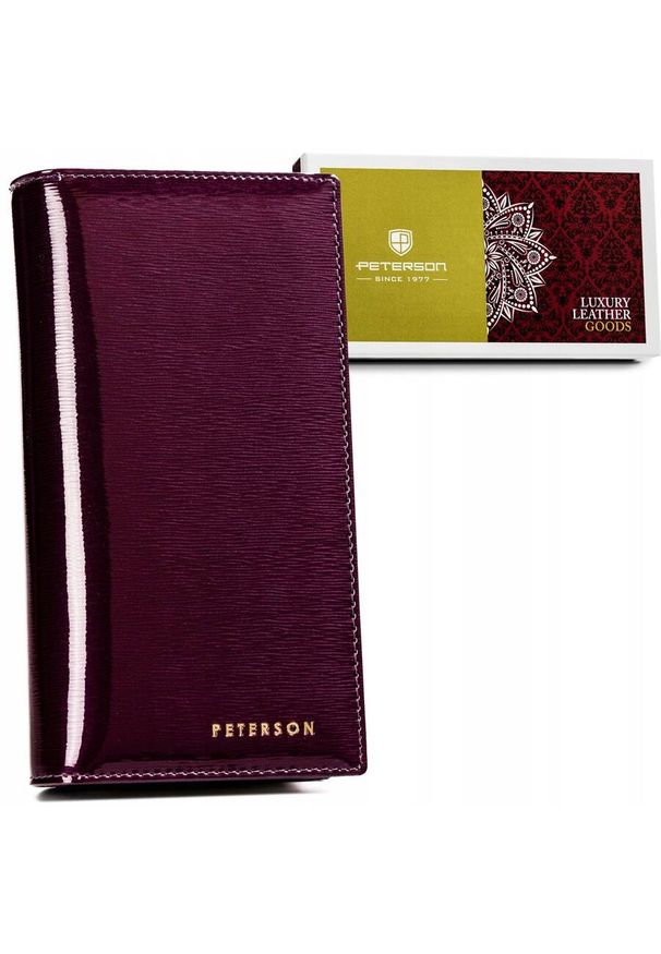 Portfel skórzany Peterson PTN 421431-SH fioletowy. Kolor: fioletowy. Materiał: skóra