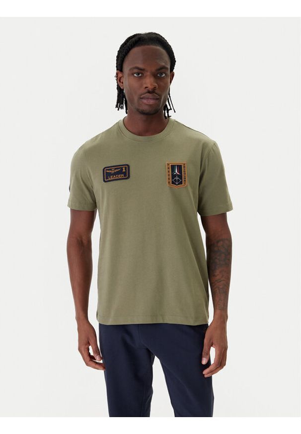 Aeronautica Militare T-Shirt 261TS2544UJ00592 Zielony Regular Fit. Kolor: zielony. Materiał: bawełna
